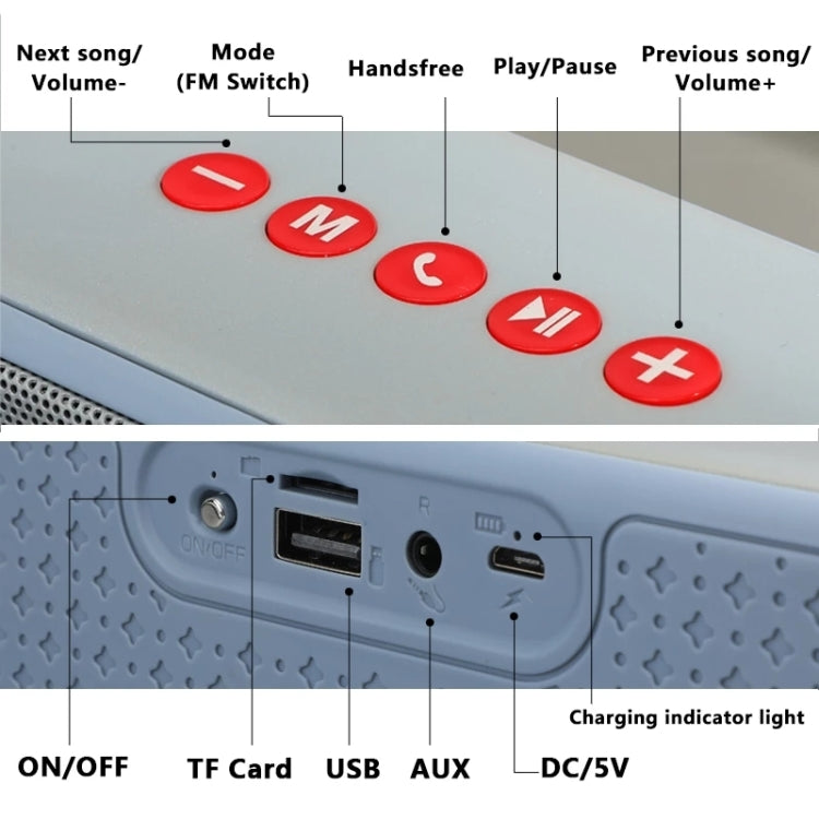 T&G TG271 TWS Subwoofer Bluetooth Speaker With Braided Rope, Support USB/AUX/TF Card/FM(Gray) - free shipping - PMC Jewellery - Order now!