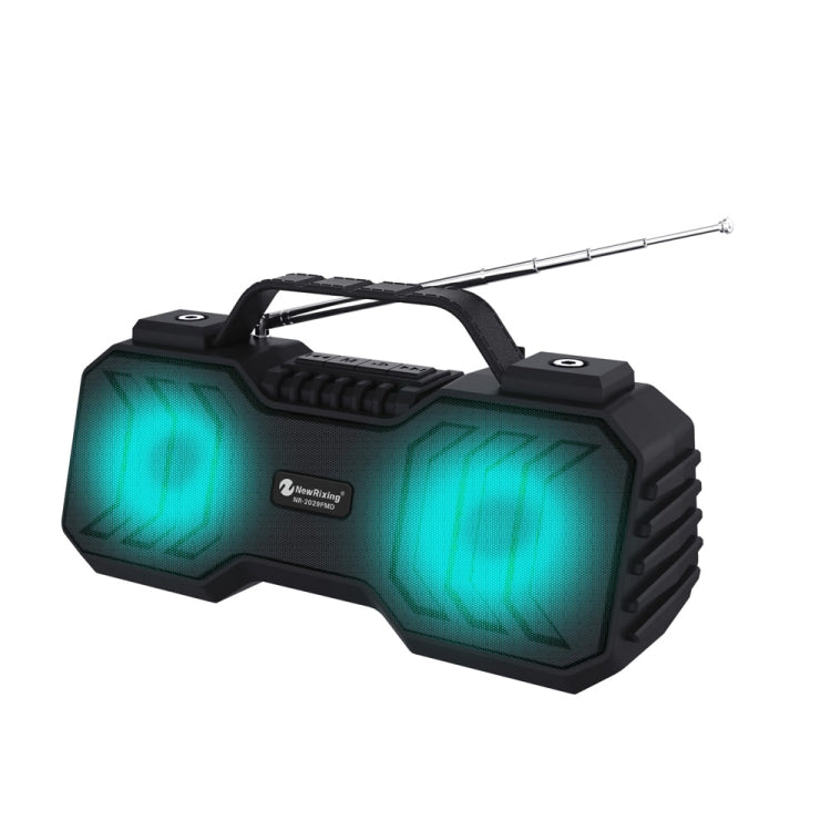 NewRixing NR-2029FMD TWS LED Flashlight Bluetooth Speaker, Support TF Card / FM / 3.5mm AUX / U Disk / Hands-free Calling(Black) - free shipping - PMC Jewellery - Order now!
