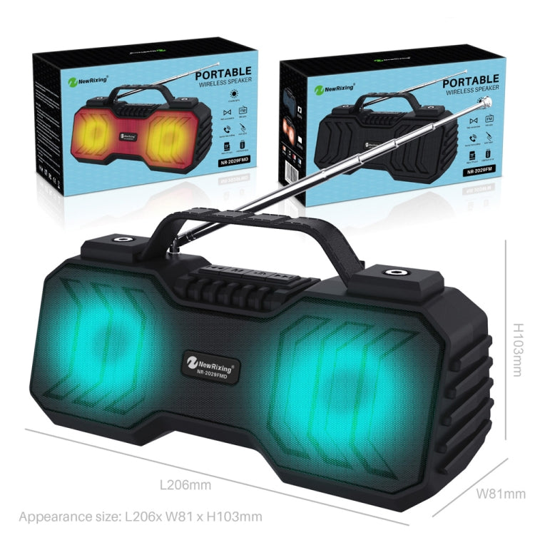 NewRixing NR-2029FMD TWS LED Flashlight Bluetooth Speaker, Support TF Card / FM / 3.5mm AUX / U Disk / Hands-free Calling(Qrange) - free shipping - PMC Jewellery - Order now!