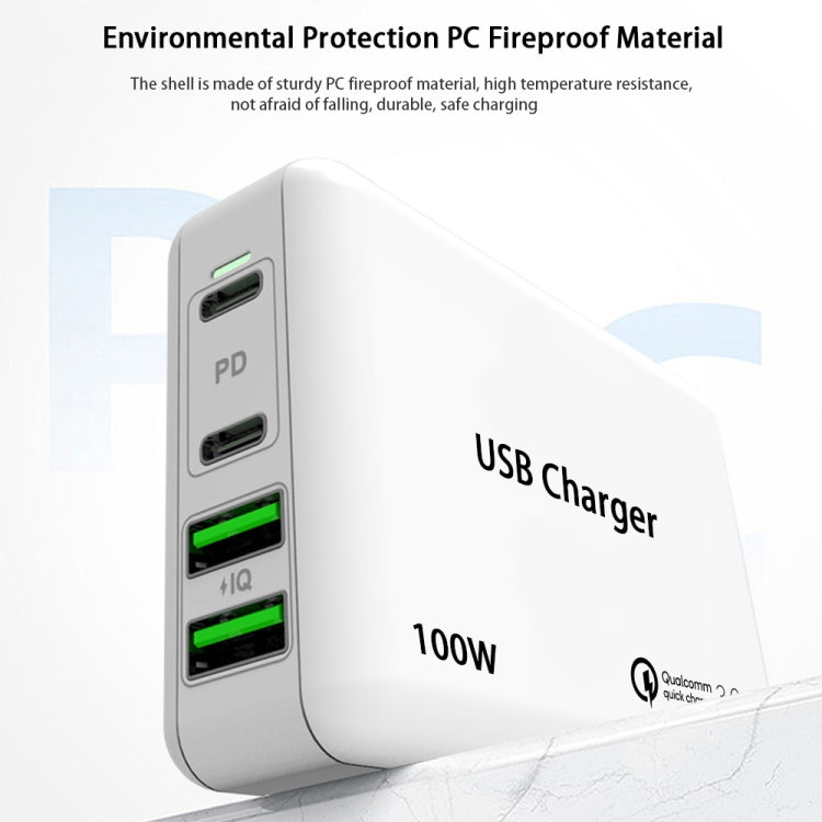 PD65W-A9 PD 65W Dual Dort USB-C / Type-C + Dual USB Charger with 5A USB-C / Type-C to USB-C / Type-C Fast Charging Cable for Apple MacBook Series EU Plug - Cable & Adapter by PMC Jewellery | Online Shopping South Africa | PMC Jewellery | Buy Now Pay Later Mobicred