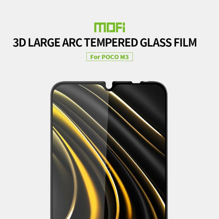For Xiaomi Poco M3 MOFI 9H 3D Explosion-proof Curved Screen Tempered Glass Film(Black) - free shipping - PMC TechLife - Order now!