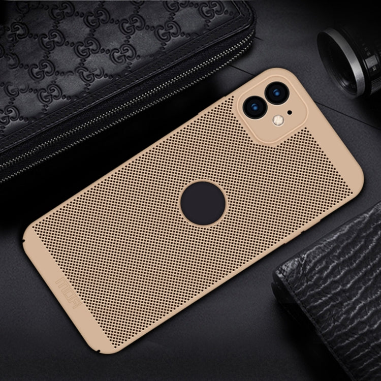 For iPhone 12 MOFi Honeycomb Texture Breathable PC Shockproof Protective Back Cover Case(Gold) - iPhone 12 / 12 Pro Cases by MOFI | Online Shopping South Africa | PMC TechLife