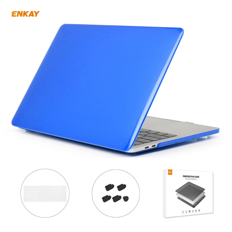 ENKAY 3 in 1 Crystal Laptop Protective Case + EU Version TPU Keyboard Film + Anti-dust Plugs Set for MacBook Pro 13.3 inch A1706 / A1989 / A2159 (with Touch Bar)(Dark Blue) - free shipping - PMC Jewellery - Order now!