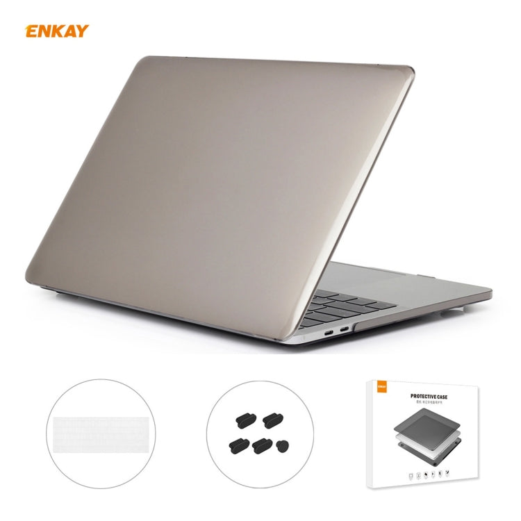 ENKAY 3 in 1 Crystal Laptop Protective Case + EU Version TPU Keyboard Film + Anti-dust Plugs Set for MacBook Pro 13.3 inch A1706 / A1989 / A2159 (with Touch Bar)(Grey) - free shipping - PMC Jewellery - Order now!