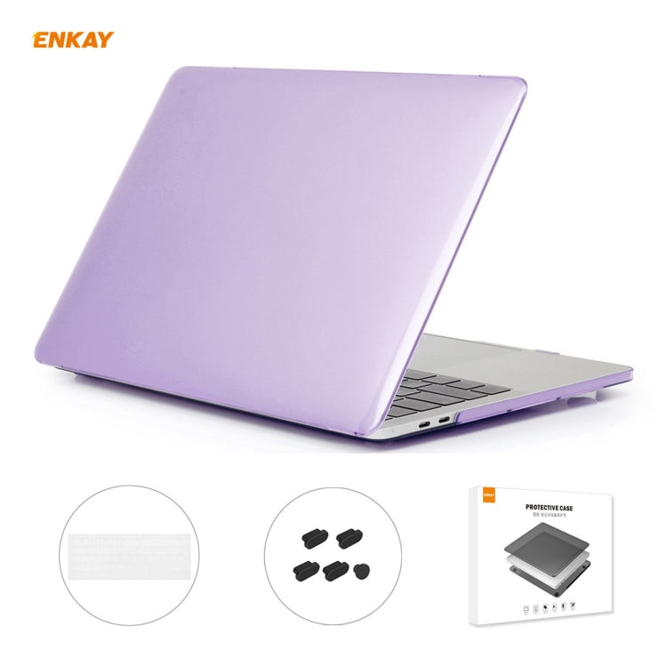 ENKAY 3 in 1 Crystal Laptop Protective Case + EU Version TPU Keyboard Film + Anti-dust Plugs Set for MacBook Pro 13.3 inch A1706 / A1989 / A2159 (with Touch Bar)(Purple) - free shipping - PMC Jewellery - Order now!