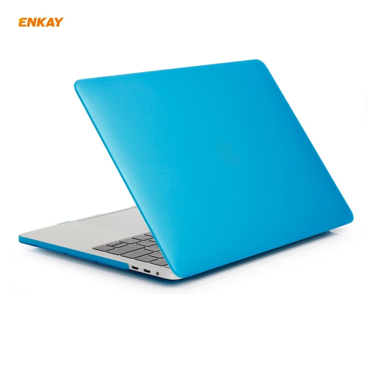 ENKAY 3 in 1 Matte Laptop Protective Case + EU Version TPU Keyboard Film + Anti-dust Plugs Set for MacBook Pro 15.4 inch A1707 & A1990 (with Touch Bar)(Light Blue) - free shipping - PMC Jewellery - Order now!
