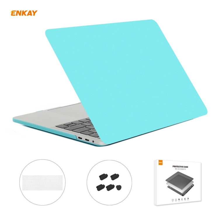 ENKAY 3 in 1 Matte Laptop Protective Case + EU Version TPU Keyboard Film + Anti-dust Plugs Set for MacBook Pro 15.4 inch A1707 & A1990 (with Touch Bar)(Cyan) - free shipping - PMC Jewellery - Order now!