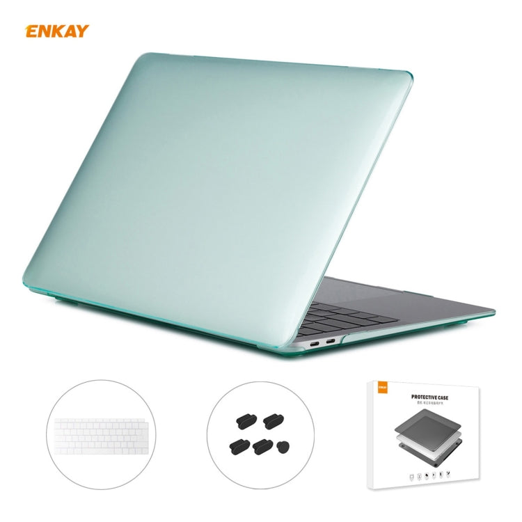 For MacBook Air 13.3 inch A1932 2018 ENKAY 3 in 1 Crystal Laptop Protective Case and EU Version TPU Keyboard Film and Anti-dust Plugs Set(Green) - free shipping - PMC Jewellery - Order now!