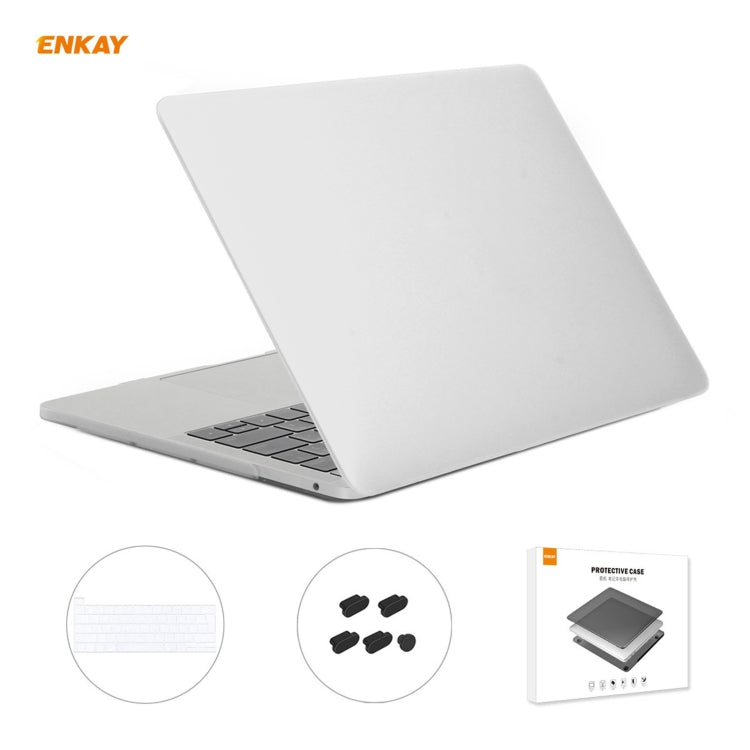 ENKAY 3 in 1 Matte Laptop Protective Case + EU Version TPU Keyboard Film + Anti-dust Plugs Set for MacBook Pro 13.3 inch A2251 & A2289 & A2338 (with Touch Bar)(White) - free shipping - PMC Jewellery - Order now!