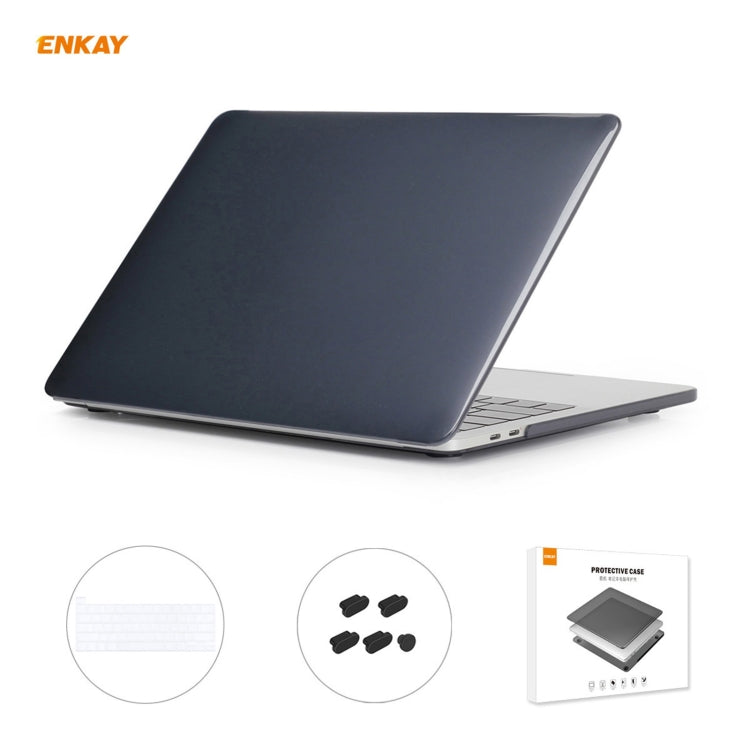 ENKAY 3 in 1 Crystal Laptop Protective Case + EU Version TPU Keyboard Film + Anti-dust Plugs Set for MacBook Pro 16 inch A2141 (with Touch Bar)(Black) - free shipping - PMC Jewellery - Order now!