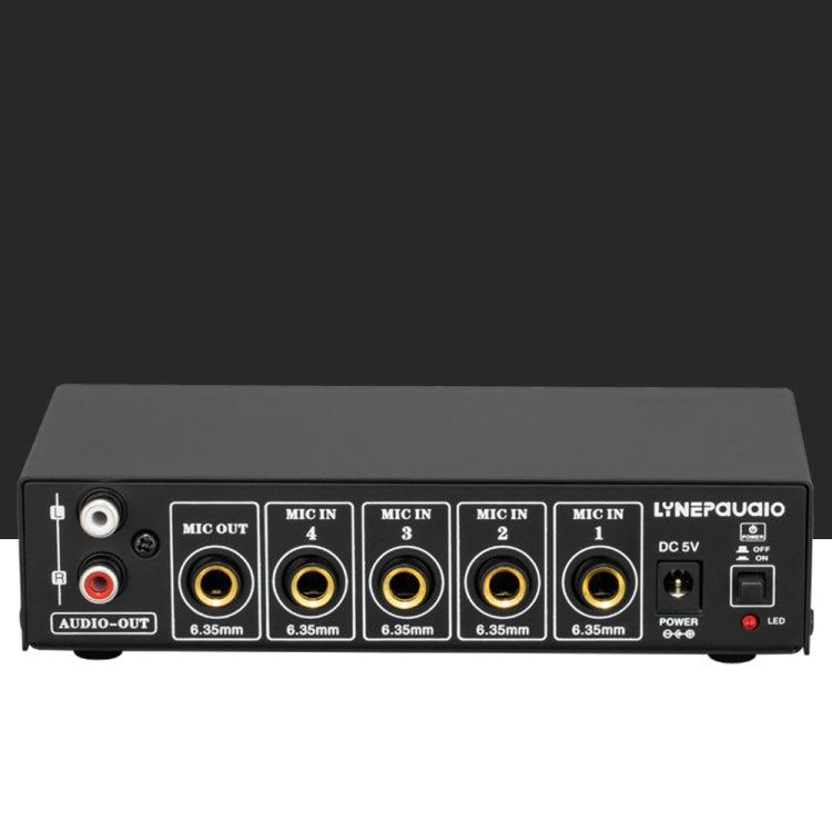 B054 4-Channel Microphone Mixer Support Stereo Output With Reverb Treble And Bass Adjustment, USB 5V Power Supply, US Plug -  by PMC TechLife | Online Shopping South Africa | PMC TechLife
