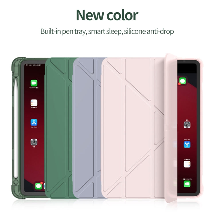 For iPad Air 11 2024 / Air 2022 10.9 Multi-folding Matte Surface Leather Tablet Case with Pen Slot(Light Pink) - iPad Air (2022) / (2020) 10.9 Cases by PMC TechLife | Online Shopping South Africa | PMC TechLife | Buy Now Pay Later Mobicred