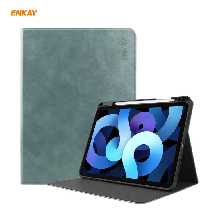 ENKAY ENK-8024 Cow Texture PU Leather + TPU Smart Case with Pen Slot foriPad Air 2022 / 2020 10.9 / iPad Pro 11 (2018)(Green) - free shipping - PMc TechLife - Order now!