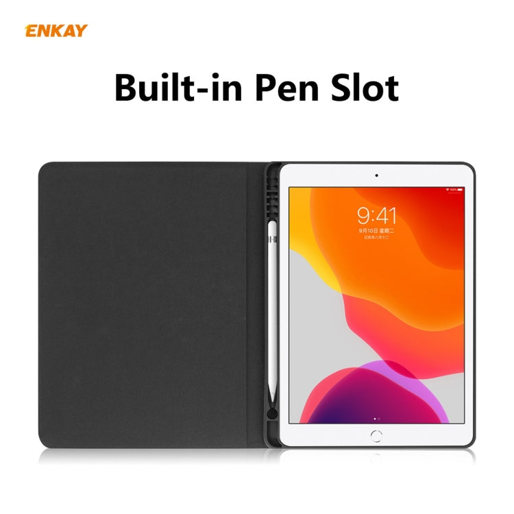 For iPad 10.2 2021 / 2020 / 2019 ENKAY ENK-8023 Cow Texture PU Leather + TPU Smart Case with Pen Slot(Dark Blue) - free shipping - PMc TechLife - Order now!