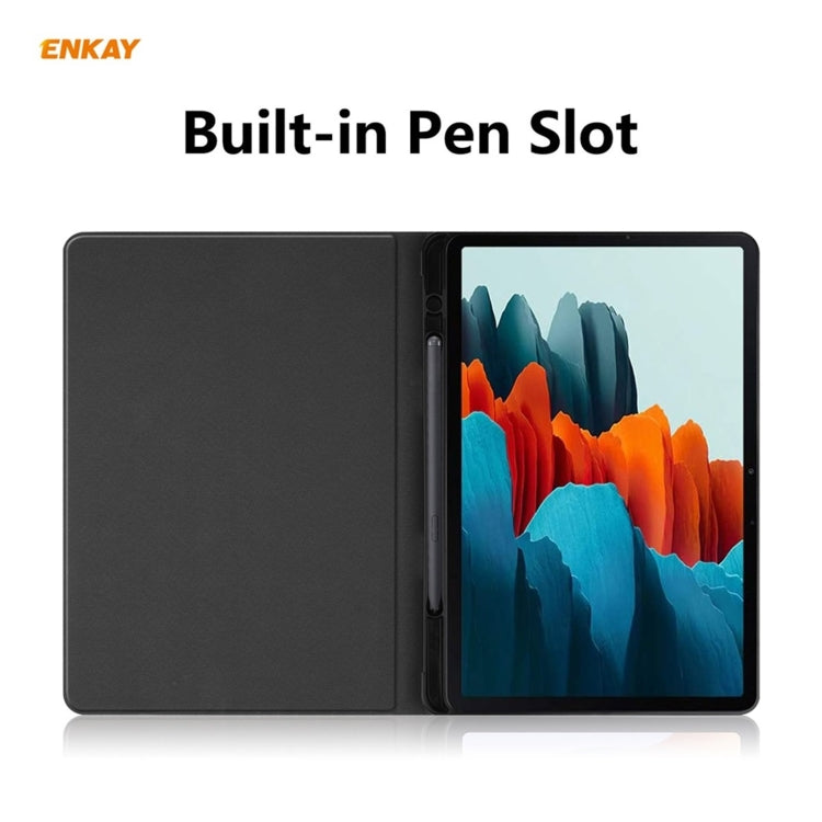 ENKAY ENK-8026 Cow Texture PU Leather + TPU Smart Case with Pen Slot for Samsung Galaxy Tab S8 / Galaxy Tab S7 11.0 T870 / T875(Sky Blue) - free shipping - PMc TechLife - Order now!