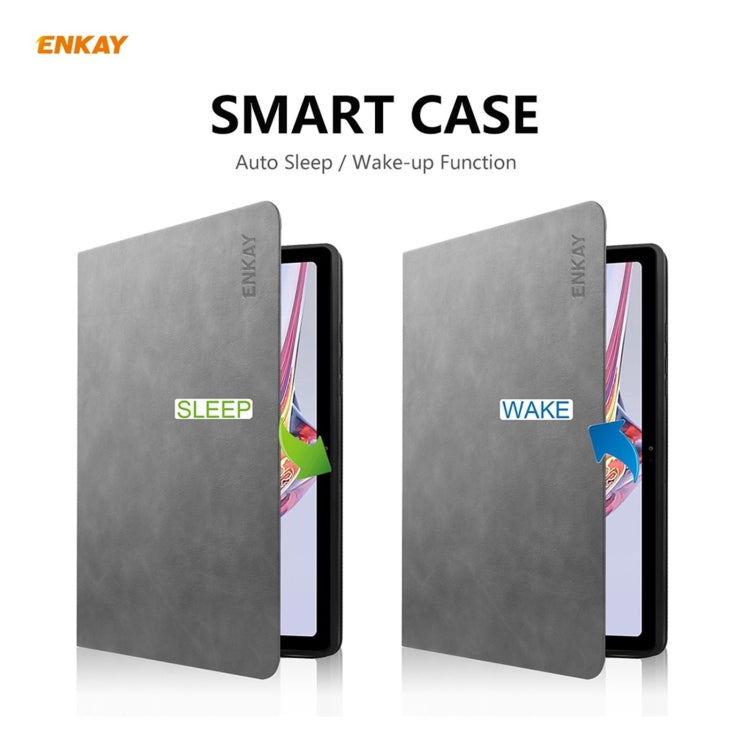 For Samsung Galaxy Tab A7 10.4 T500 / T505 2020 / 2022 ENKAY Cow Texture TPU Leather Smart Case(Grey) - free shipping - PMc TechLife - Order now!