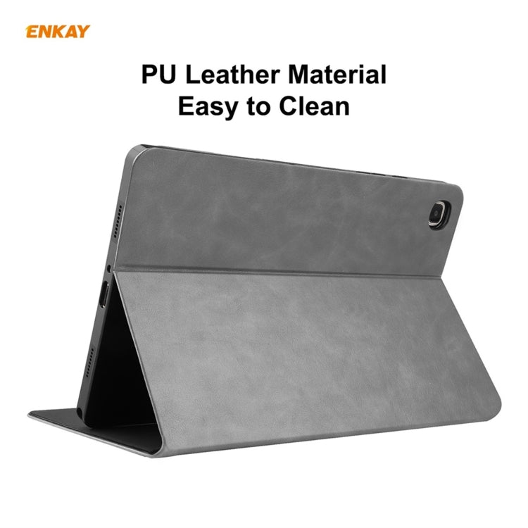 For Samsung Galaxy Tab A7 10.4 T500 / T505 2020 / 2022 ENKAY Cow Texture TPU Leather Smart Case(Grey) - free shipping - PMc TechLife - Order now!