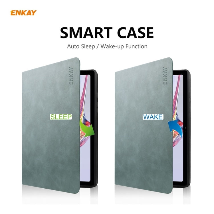 For Samsung Galaxy Tab A7 10.4 T500 / T505 2020 / 2022 ENKAY Cow Texture TPU Leather Smart Case(Green) - free shipping - PMc TechLife - Order now!