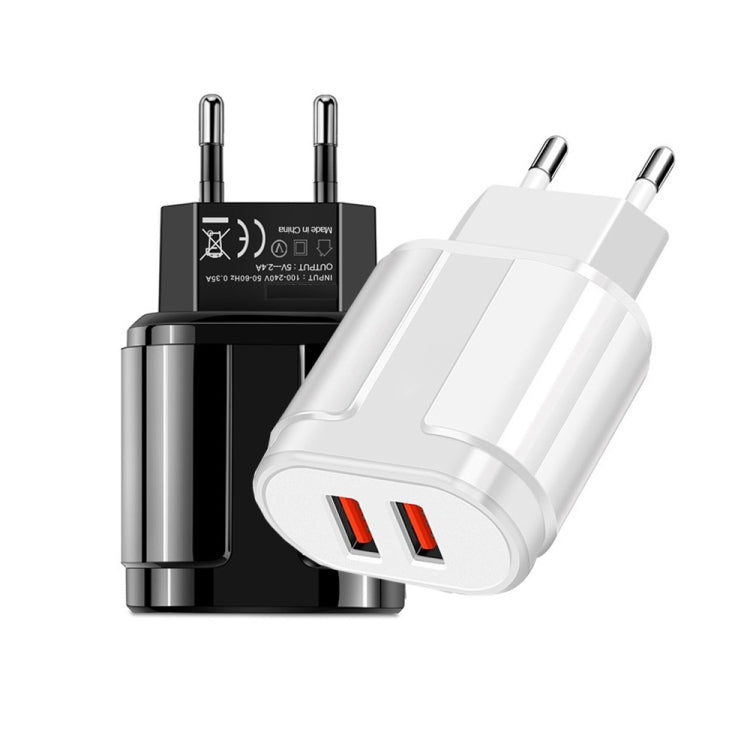 Dual USB Portable Travel Charger + 1 Meter USB to 8 Pin Data Cable, EU Plug(Black) - free shipping - PMC Jewellery - Order now!