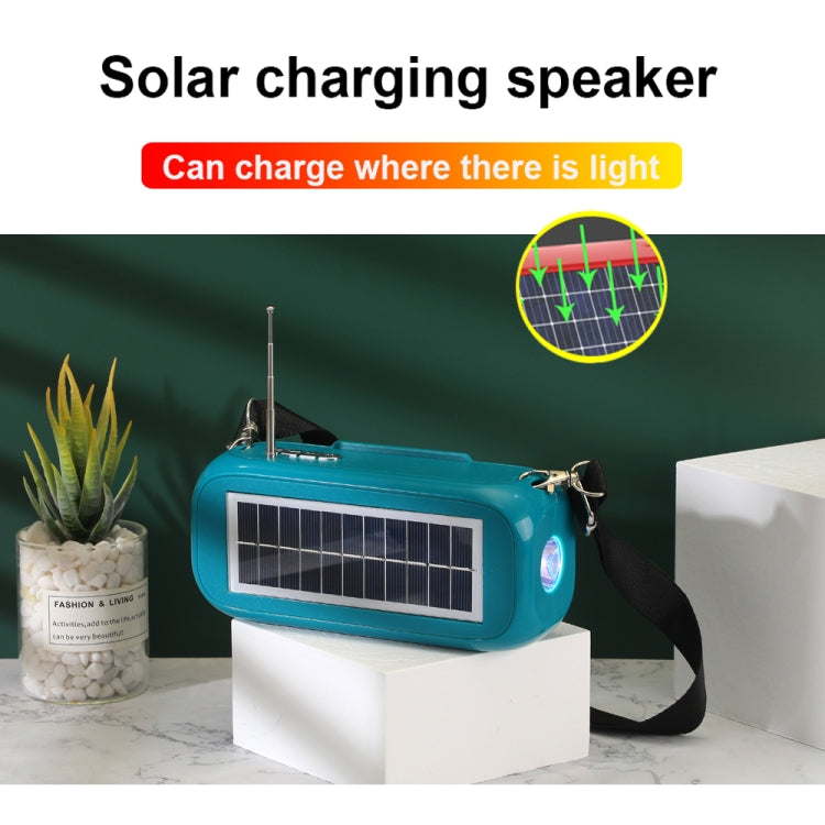 T&G TG613 TWS Solar Portable Bluetooth Speakers with LED Flashlight, Support TF Card / FM / AUX / U Disk(Dark Green) - free shipping - PMC Jewellery - Order now!