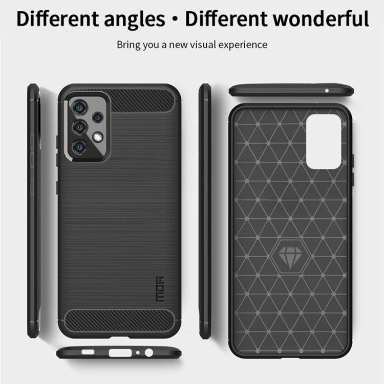 For Samsung Galaxy A52 5G/4G MOFI Gentleness Series Brushed Texture Carbon Fiber Soft TPU Case(Blue) - free shipping - PMC TechLife - Order now!