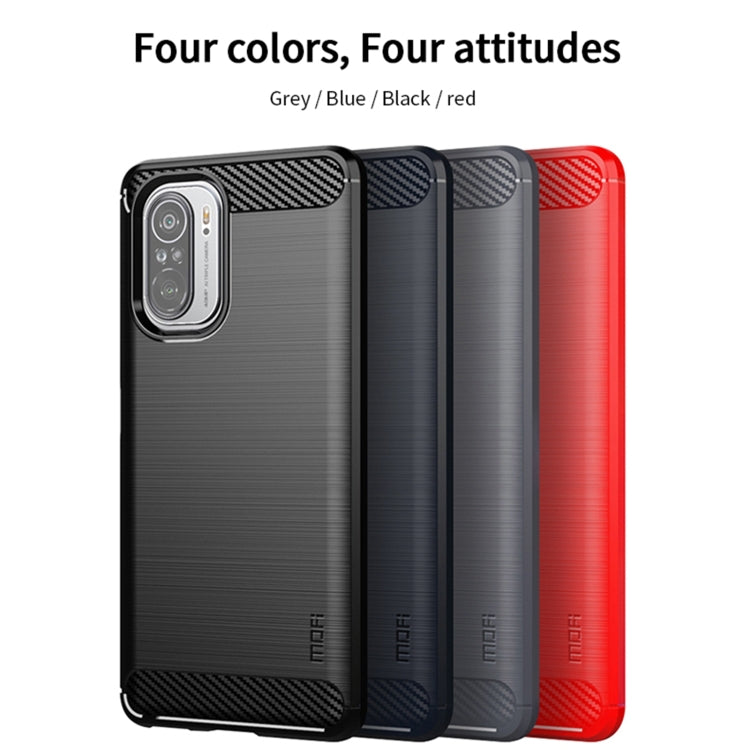 For Xiaomi Redmi K40 / K40 Pro / K40 Pro+ / Poco F3 MOFI Gentleness Series Brushed Texture Carbon Fiber Soft TPU Case(Red) - Xiaomi Cases by MOFI | Online Shopping South Africa | PMC TechLife | Buy Now Pay Later Mobicred