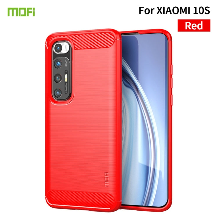 For Xiaomi Mi 10S MOFI Gentleness Series Brushed Texture Carbon Fiber Soft TPU Case(Red) - Xiaomi Cases by MOFI | Online Shopping South Africa | PMC TechLife | Buy Now Pay Later Mobicred