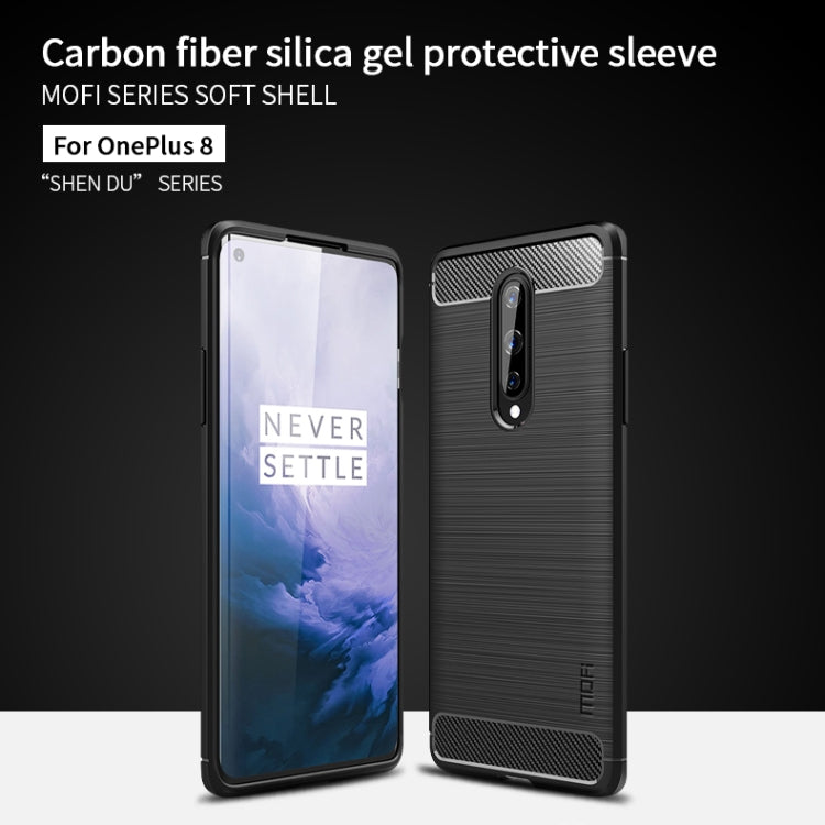 For OnePlus 8 MOFI Gentleness Series Brushed Texture Carbon Fiber Soft TPU Case(Blue) - OnePlus Cases by MOFI | Online Shopping South Africa | PMC TechLife