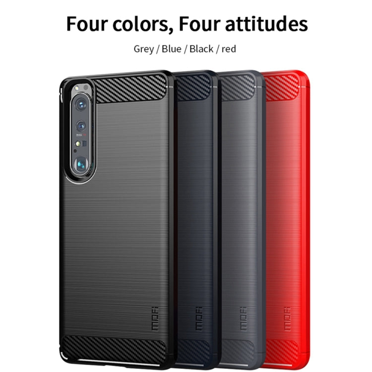 For Sony Xperia 1 lll MOFI Gentleness Series Brushed Texture Carbon Fiber Soft TPU Case(Red) - Sony Cases by MOFI | Online Shopping South Africa | PMC TechLife | Buy Now Pay Later Mobicred