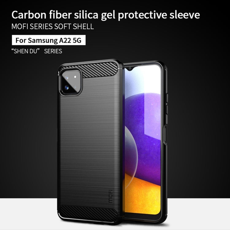 For Samsung Galaxy A22 5G MOFI Gentleness Series Brushed Texture Carbon Fiber Soft TPU Case(Gray) - Galaxy Phone Cases by MOFI | Online Shopping South Africa | PMC TechLife
