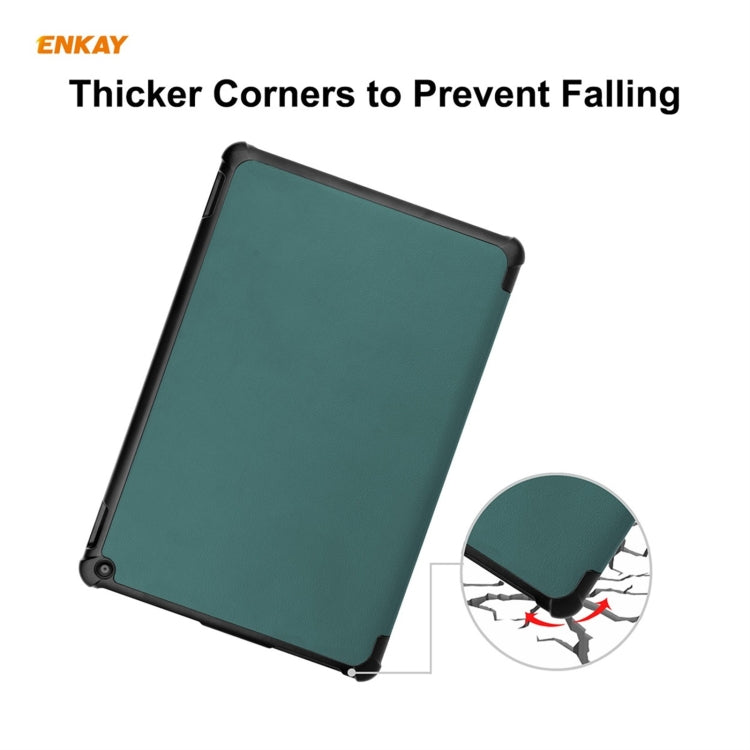 ENKAY PU Leather + Plastic Smart Case with Three-folding Holder for Amazon Fire HD 10 / 10 Plus (2021)(Green) - free shipping - PMC TechLife - Order now!