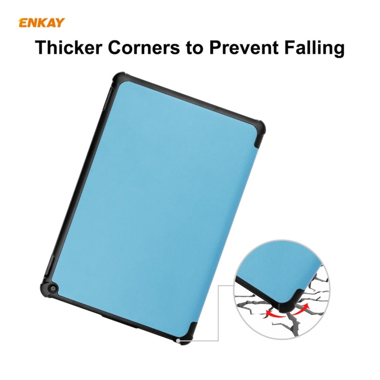 ENKAY PU Leather + Plastic Smart Case with Three-folding Holder for Amazon Fire HD 10 / 10 Plus (2021)(Light Blue) - free shipping - PMC TechLife - Order now!