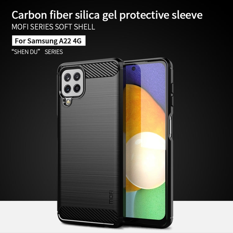 For Samsung Galaxy A22 4G MOFI Gentleness Series Brushed Texture Carbon Fiber Soft TPU Case(Black) - Galaxy Phone Cases by MOFI | Online Shopping South Africa | PMC TechLife