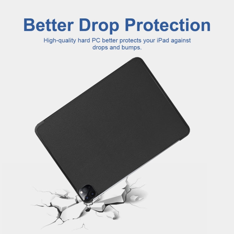 For iPad Pro 11 2022 / 2021 / 2020 ENKAY 3-Folding Shockproof PC Cover Custer Texture PU Leather Tablet Case with Holder & Sleep / Wake-up Function(Dark Green) - free shipping - PMc TechLife - Order now!