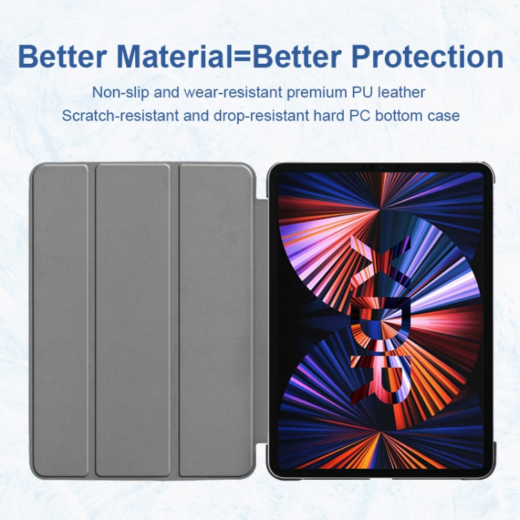 For iPad Pro 11 2022 / 2021 / 2020 ENKAY 3-Folding Shockproof PC Cover Custer Texture PU Leather Tablet Case with Holder & Sleep / Wake-up Function(Dark Green) - free shipping - PMc TechLife - Order now!