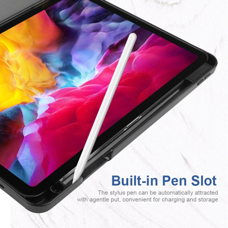 For iPad Pro 11 2022 / 2021 / 2020 ENKAY 3-Folding Shockproof TPU Cover Custer Texture PU Leather Tablet Case with Pencil Slot & Holder & Sleep / Wake-up Function(Black) - free shipping - PMc TechLife - Order now!
