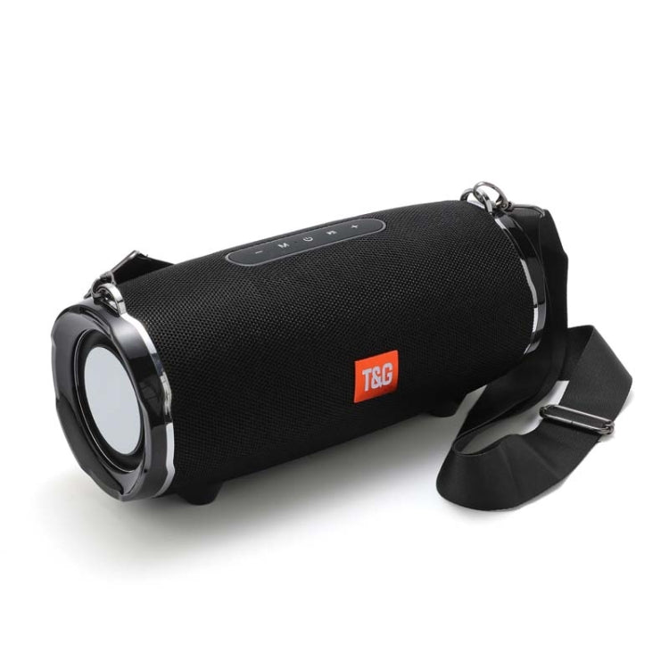 T&G TG187 Portable Waterproof Wireless Bass Surround Bluetooth Speaker with Shoulder Strap, Support FM / TF  Card(Black) - free shipping - PMC Jewellery - Order now!