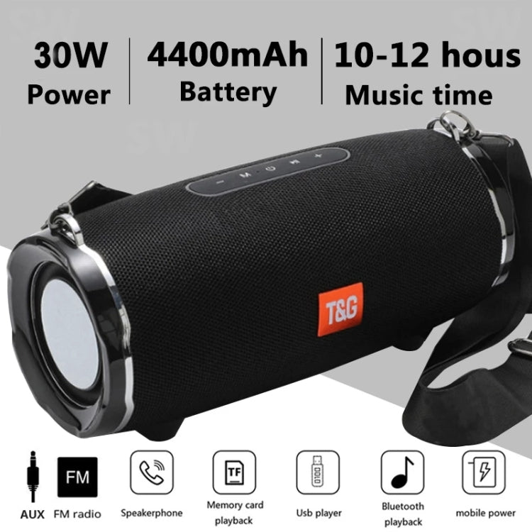T&G TG187 Portable Waterproof Wireless Bass Surround Bluetooth Speaker with Shoulder Strap, Support FM / TF  Card(Blue) - free shipping - PMC Jewellery - Order now!
