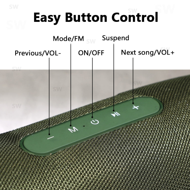 T&G TG187 Portable Waterproof Wireless Bass Surround Bluetooth Speaker with Shoulder Strap, Support FM / TF  Card(Green) - free shipping - PMC Jewellery - Order now!