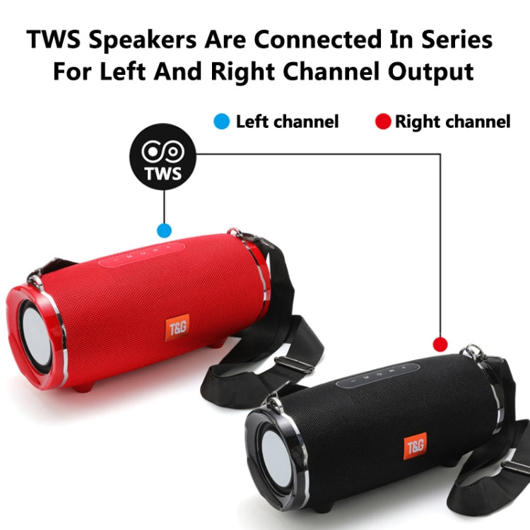 T&G TG187 Portable Waterproof Wireless Bass Surround Bluetooth Speaker with Shoulder Strap, Support FM / TF  Card(Black) - free shipping - PMC Jewellery - Order now!