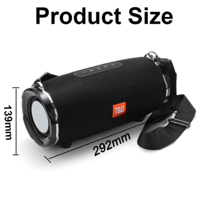 T&G TG187 Portable Waterproof Wireless Bass Surround Bluetooth Speaker with Shoulder Strap, Support FM / TF  Card(Black) - free shipping - PMC Jewellery - Order now!