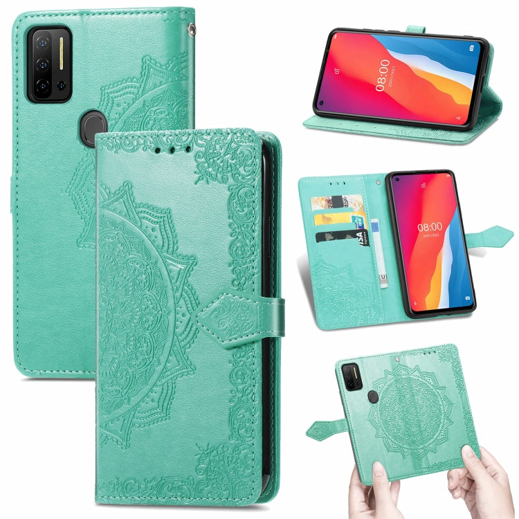 For Ulefone Note 11 Plus Mandala Flower Embossed Horizontal Flip Leather Case with Bracket / Card Slot / Wallet / Lanyard(Green) - Ulefone Cases by PMC Jewellery | Online Shopping South Africa | PMC Jewellery | Buy Now Pay Later Mobicred