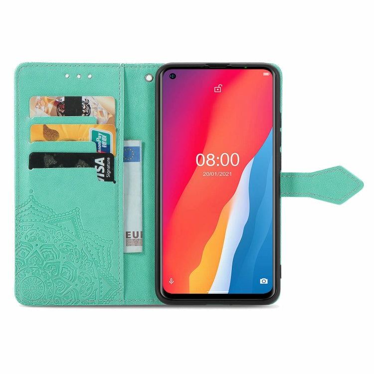 For Ulefone Note 11 Plus Mandala Flower Embossed Horizontal Flip Leather Case with Bracket / Card Slot / Wallet / Lanyard(Green) - Ulefone Cases by PMC Jewellery | Online Shopping South Africa | PMC Jewellery | Buy Now Pay Later Mobicred