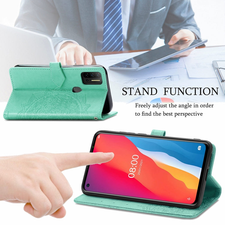 For Ulefone Note 11 Plus Mandala Flower Embossed Horizontal Flip Leather Case with Bracket / Card Slot / Wallet / Lanyard(Green) - Ulefone Cases by PMC Jewellery | Online Shopping South Africa | PMC Jewellery | Buy Now Pay Later Mobicred