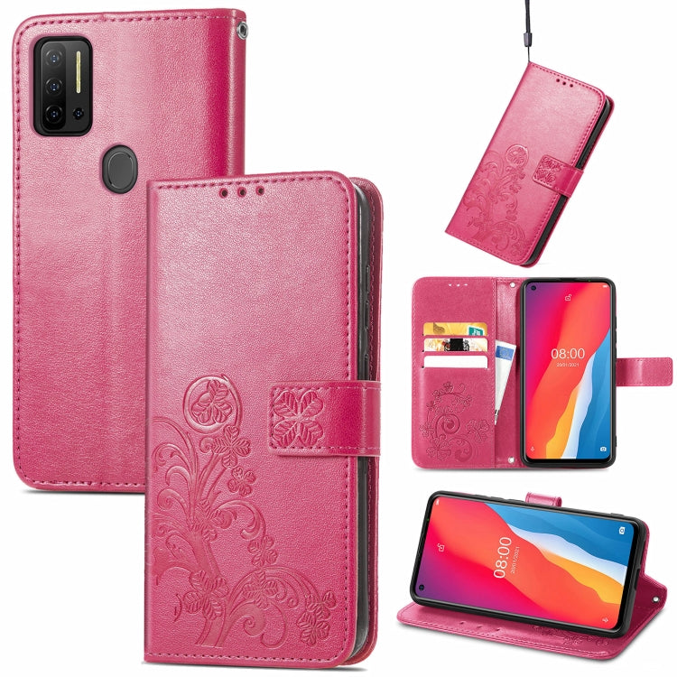 For Ulefone Note 11 Plus Four-leaf Clasp Embossed Buckle Mobile Phone Protection Leather Case with Lanyard & Card Slot & Wallet & Bracket Function(Magenta) - Ulefone Cases by PMC Jewellery | Online Shopping South Africa | PMC Jewellery | Buy Now Pay Later Mobicred
