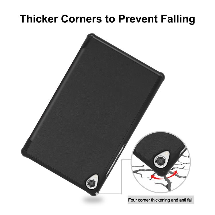 For Lenovo Tab M8 1/2/3 ENKAY Custer Texture Horizontal Flip PU+PC Leather Case with Three-folding Holder(Black) - Lenovo by ENKAY | Online Shopping South Africa | PMC TechLife | Buy Now Pay Later Mobicred