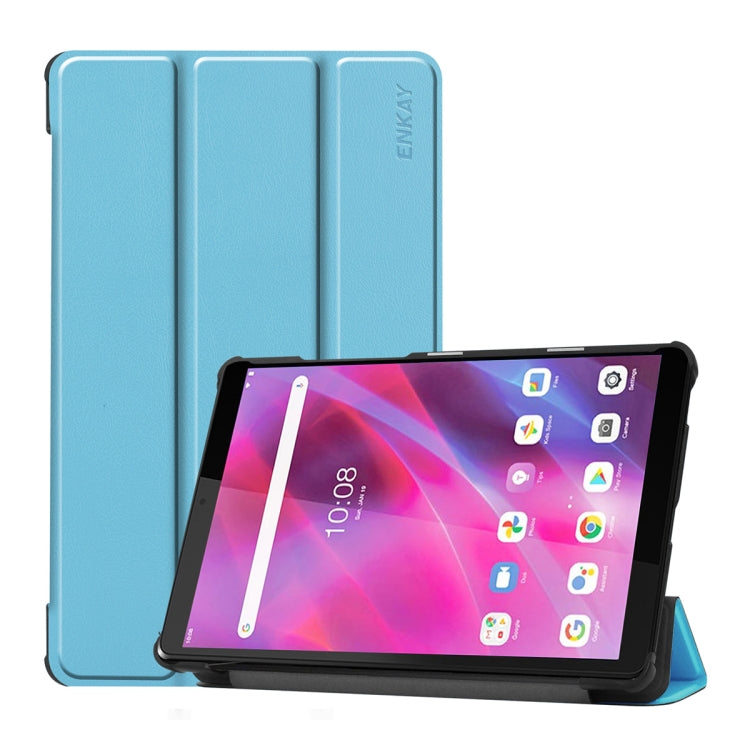 For Lenovo Tab M8 1/2/3 ENKAY Custer Texture Horizontal Flip PU+PC Leather Case with Three-folding Holder(Light Blue) - Lenovo by ENKAY | Online Shopping South Africa | PMC TechLife | Buy Now Pay Later Mobicred