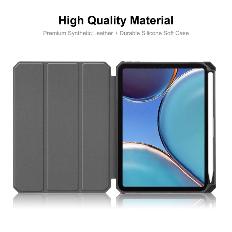 For iPad mini 2024 / mini 6 ENKAY Custer Texture Horizontal Flip PU+TPU Leather Tablet Case with Three-folding Holder & Sleep / Wake-up Function & Pen Holder(Dark Blue) - free shipping - PMc TechLife - Order now!