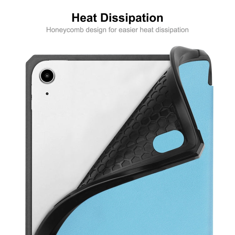 For iPad mini 2024 / mini 6 ENKAY Custer Texture Horizontal Flip PU+TPU Leather Tablet Case with Three-folding Holder & Sleep / Wake-up Function & Pen Holder(Dark Blue) - free shipping - PMc TechLife - Order now!