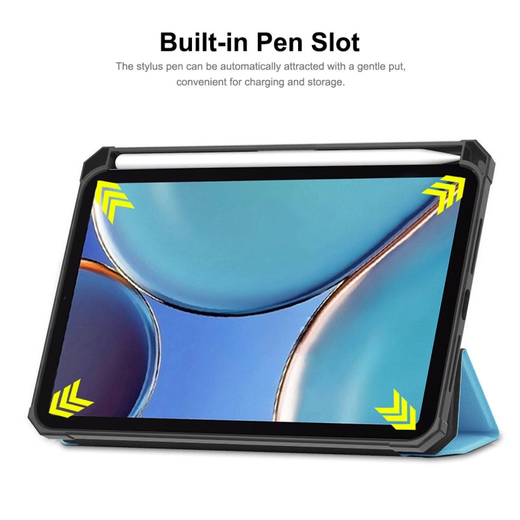 For iPad mini 2024 / mini 6 ENKAY Custer Texture Horizontal Flip PU+TPU Leather Tablet Case with Three-folding Holder & Sleep / Wake-up Function & Pen Holder(Light Blue) - free shipping - PMc TechLife - Order now!